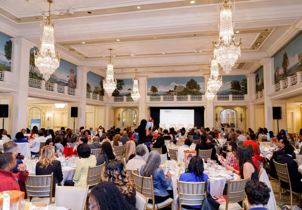 The 2023 WBEC Greater DMV Annual Awards Breakfast—attendees sitting at round tables in a reception hall.